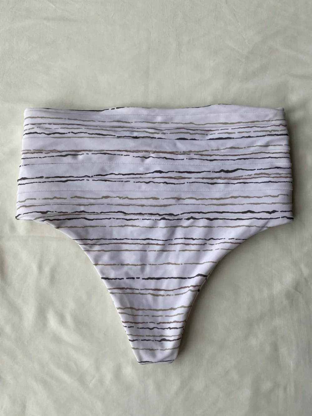 Mikoh Swimwear High-Waist White Bikini Size Small Bottom with Stripe Details
